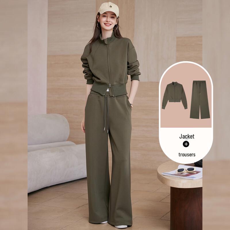 Bailuyu Women s Stand Collar Two-Piece Set XL