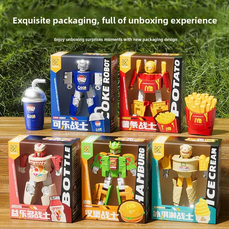 Hamburger French Fries Cola Ice Cream Transforming Robot Toy For Kids