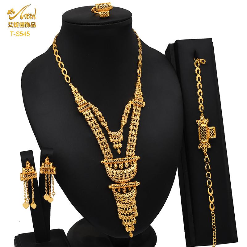 ANIID Indian Tassel 24K Gold Color Necklace Set Nigerian Party Bridal Wedding Ethiopian Luxury Dubai Jewelry Set Wholesale New
