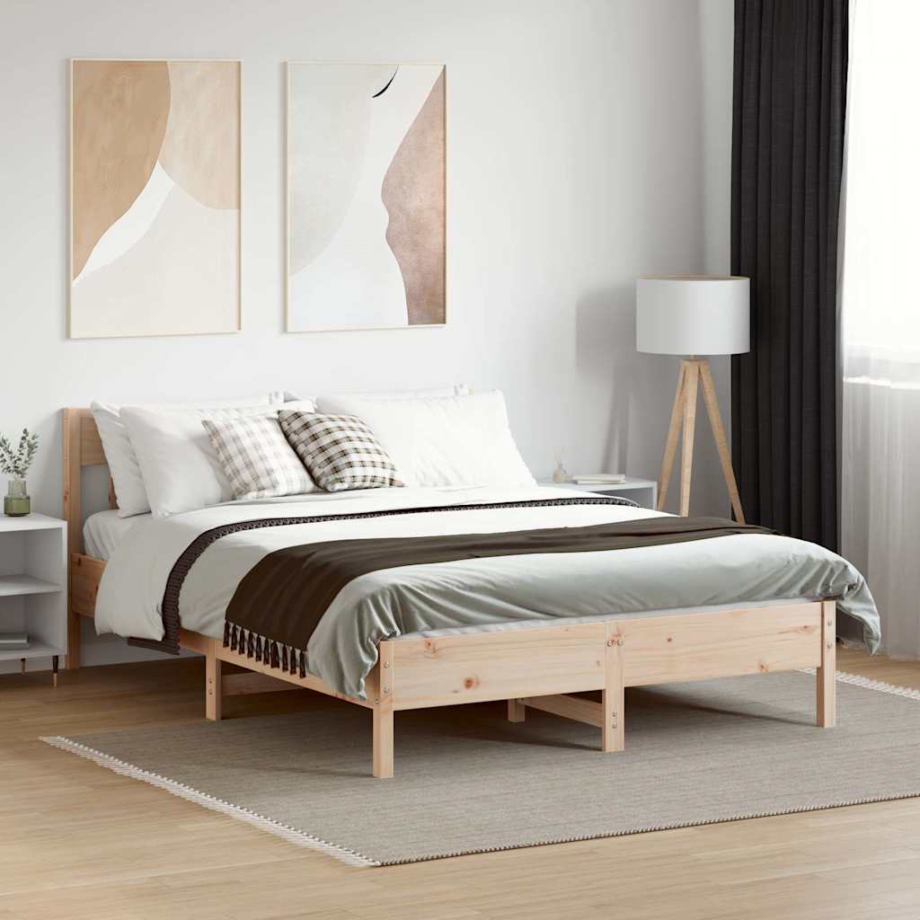 Vidaxl Bed Frame Without Mattress, 150X200 Cm, Solid Pine Wood
