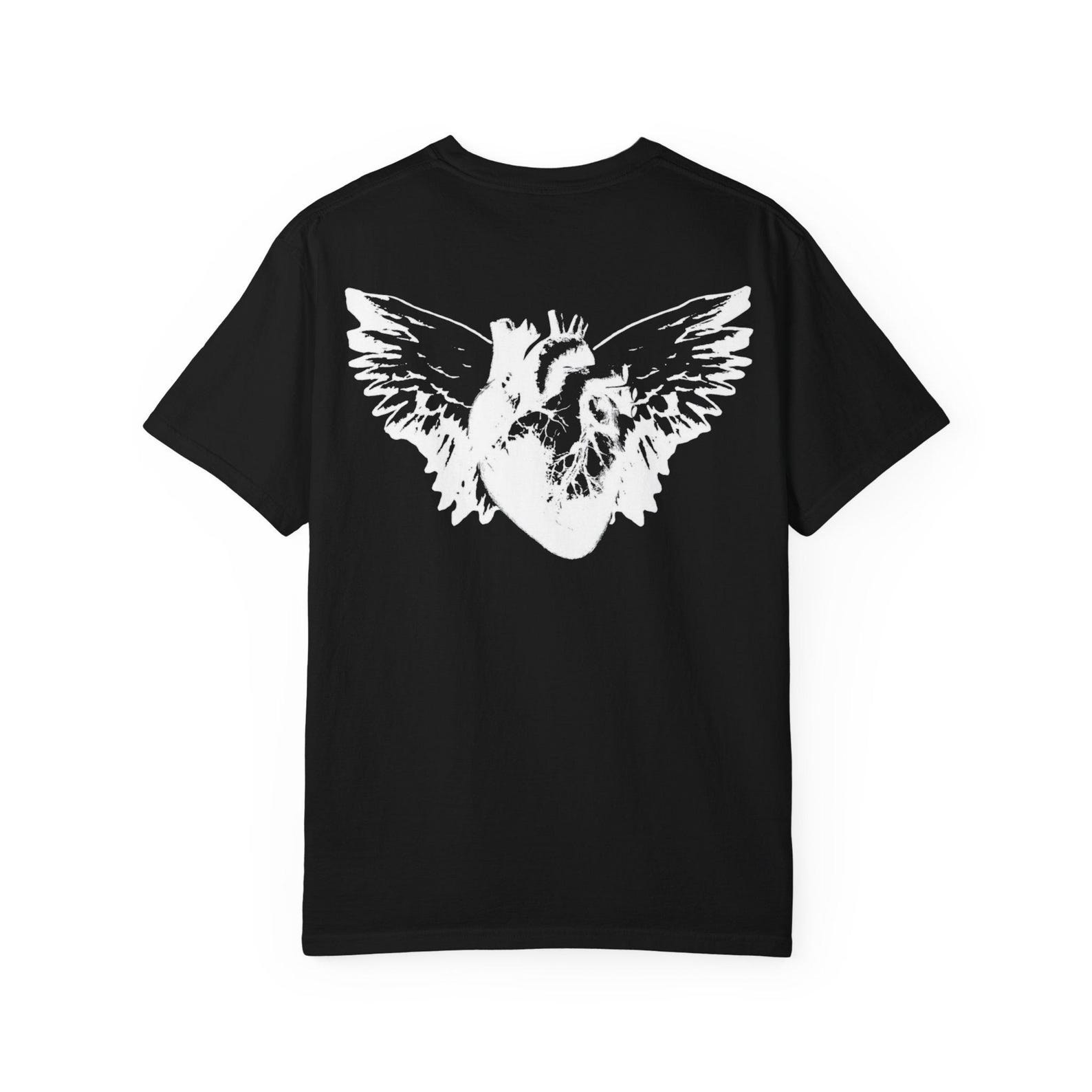 Anatomical Heart Wings Graphic Tee, Gothic Angel Grunge Streetwear Shirt XL
