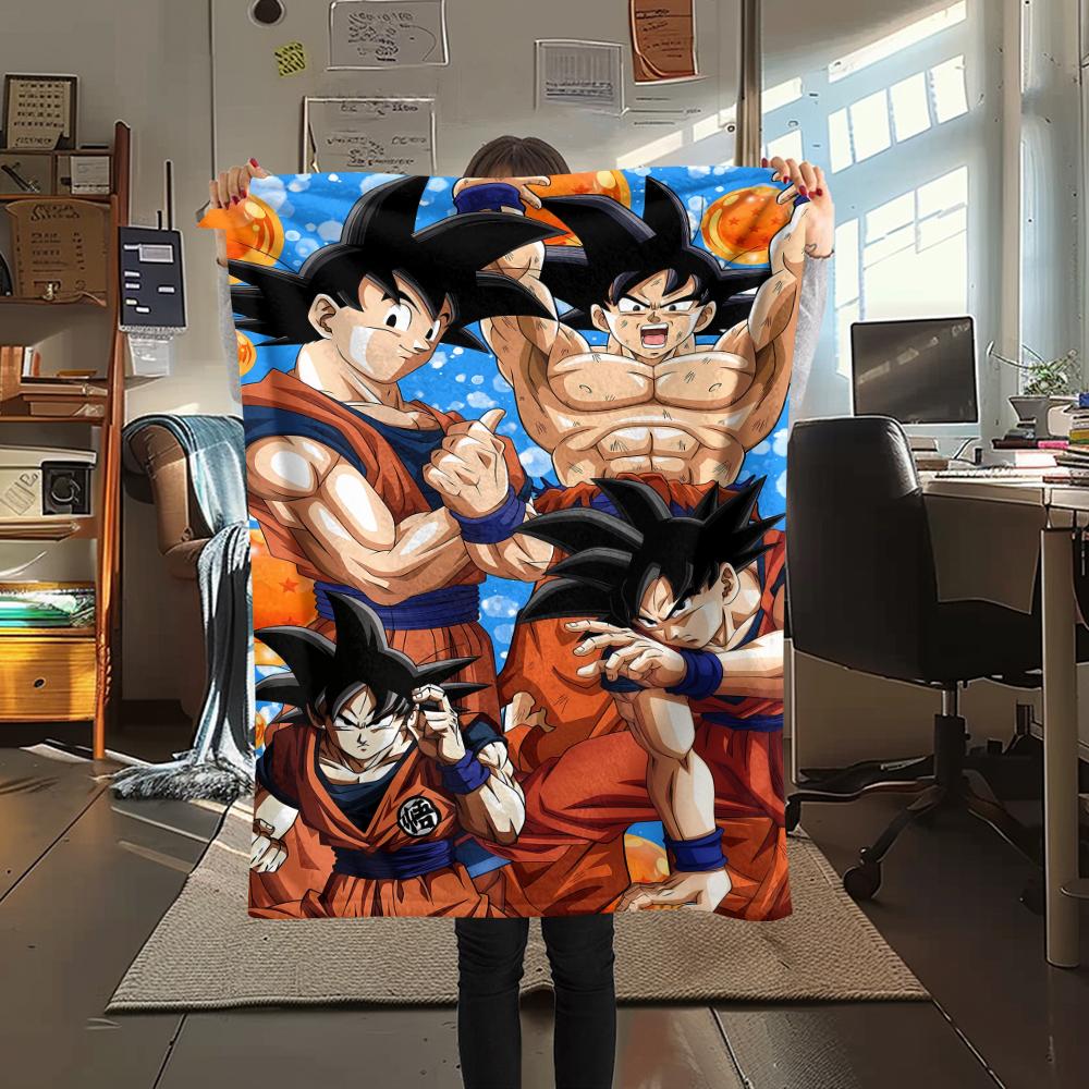 Coperta in Flanella con Stampa Personaggi Dragon Ball, Alta qualità Confortevole per Tutte le Stagioni, Arredamento per la Casa, Calore e Comfort, Perfetta per Regali di Natale