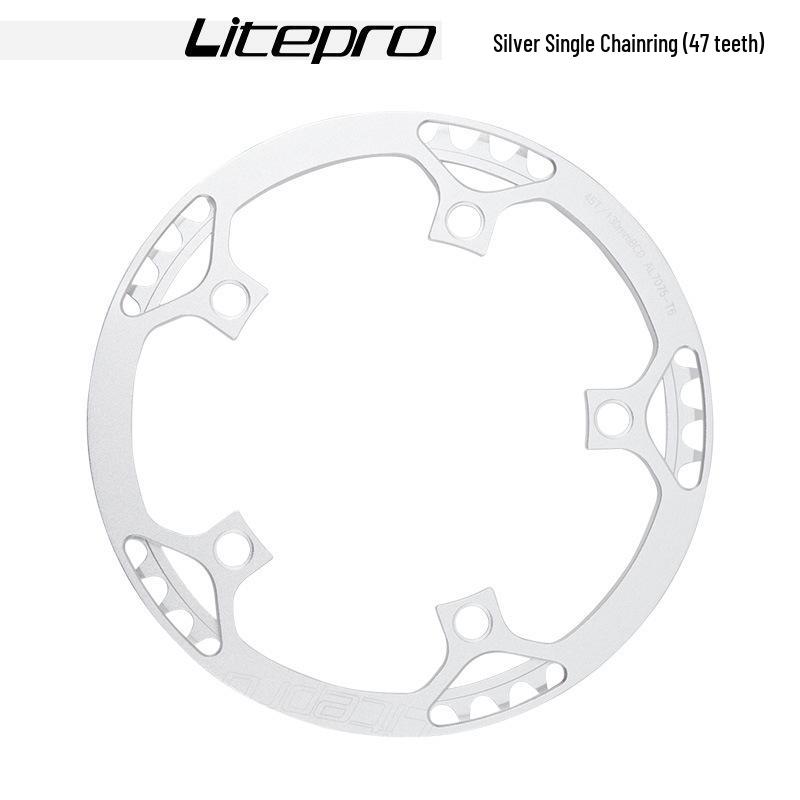 Litepro Folding Bike Crankset with Round Chainrings: 45T, 47T, 53T, 56T, 58T - Square Hole Design