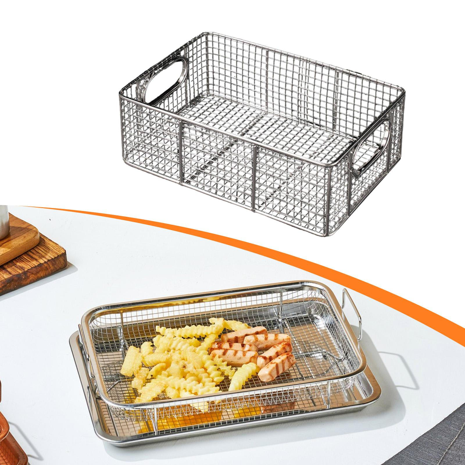 

Air Fryer Basket Organizer, Serving Tray, Portable Baking Utensil with Handle, for Wire P 30cmx25cmx10cm