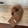 100% Wool Knit Cashmere-Style Scarf: Versatile Solid Color for Men and Women, Korean Winter Fashion