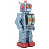 Metal Tin Robot Toy Rotating Robot Retro Electric Rotating Figure Model Adult Collection Children Gift (Blue)