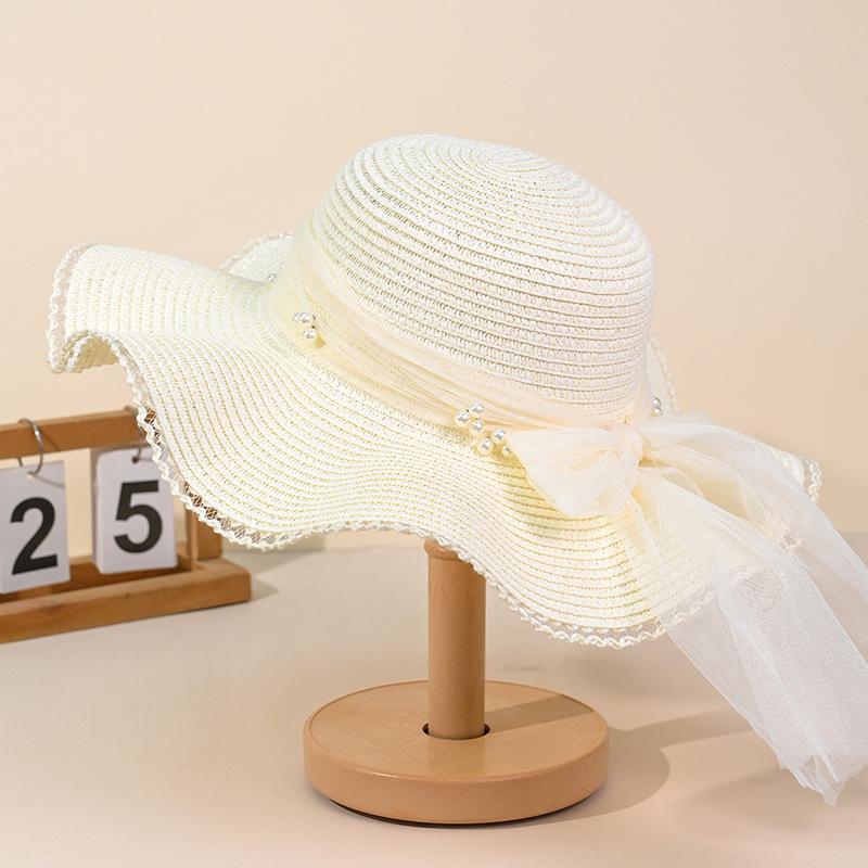 Zomerse strandvakantie strooien hoed zoete raffia strooien hoed zonbescherming schaduw zonnehoed dames