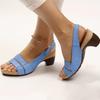 2021 Summer New Product Mid-heel Waterproof Table Buckle with Open-toed Sandals Women's Large Size 40-43Sandals