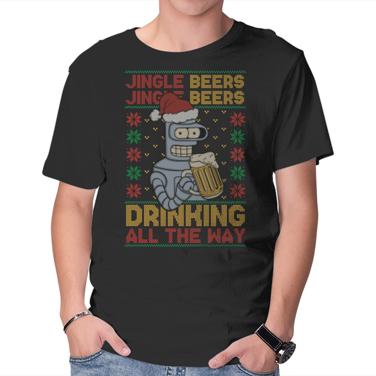 Unisex Crew Neck T-Shirt Jingle Beers Graphic Short Sleeve Casual Tee XXL