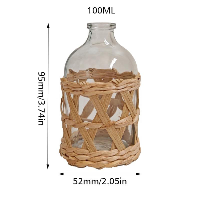 1PC Home Natural Woven Bohemian Bottle Rattan Decor Eco-friendly Grass Macrame Aromatherapy Decorative 50ml/100ml