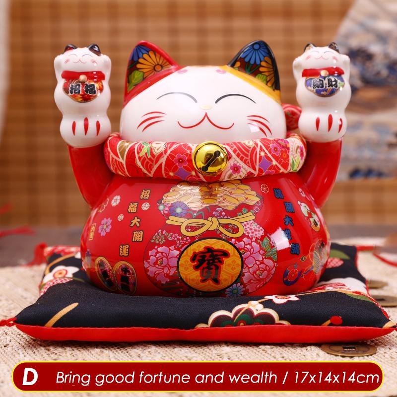 6.6 Inch Ceramic Maneki Neko Coin Bank Lucky Fortune Cat Money Box Home Decorative Ornament Centerpiece