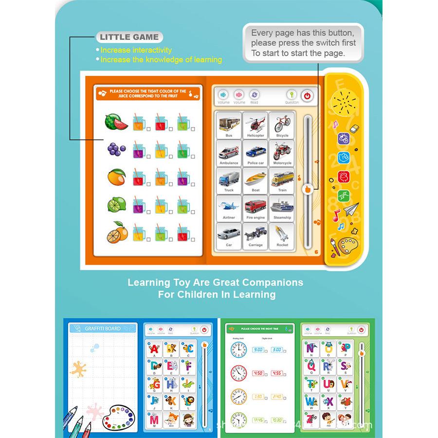 Englischlernbuch für Kinder mit intelligentem Touch, Früherziehungswissen mit Ton, wiederverwendbarer Stift, Geburtstagsgeschenk