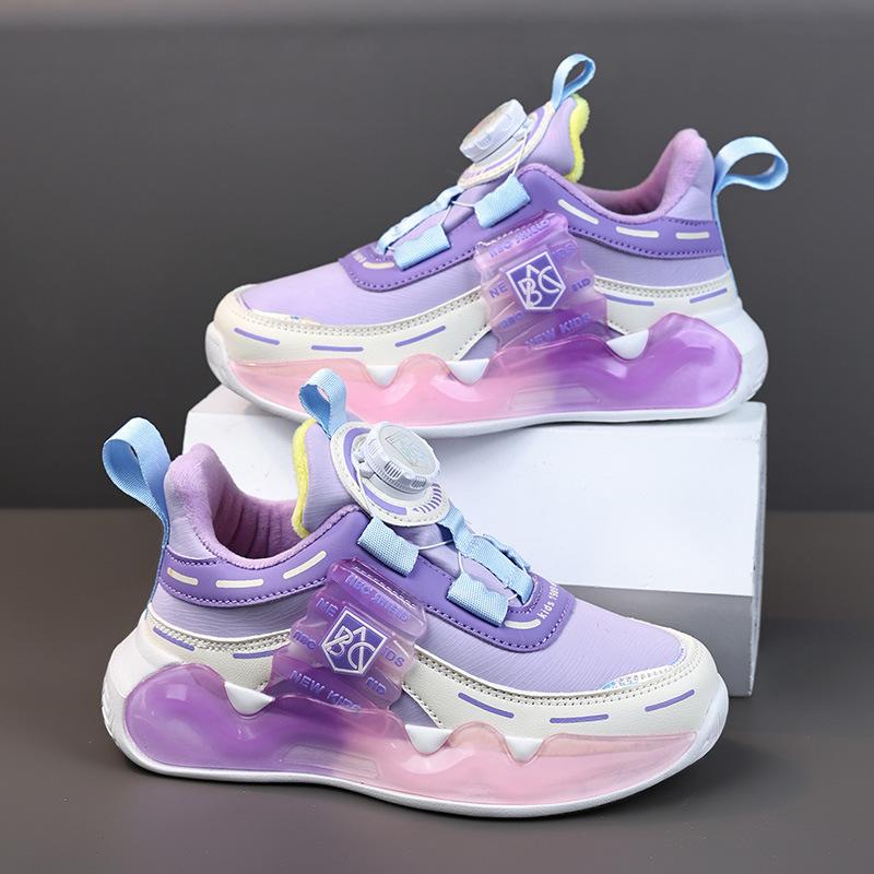 

Children s little girl 7 years old winter classmate fleece warm rotating button wear-resistant running boys sports shoes 39