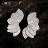 ZAKOL Luxury Elegant Folding Petal Micro-inlaid CZ Zircon Women's Stud Earrings Exquisite Versatile Banquet Jewelry Gifts