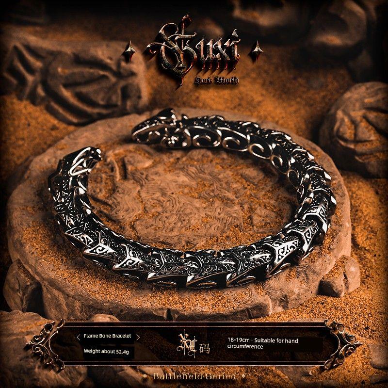 

Guxi [Пламя Кости] Панк Ретро Килевой Браслет Мужской Причудливый Рок Модный Орнамент Персонализированные Подарки на День Рождения Upgrade anti-trip size XL 18-19cm