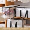 Transparent Large Capacity Woven Storage Bag,Quilted Storage Bag,Closet Type Waterproof Double Zipper Portable Clothing Storage