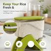 ABS Rice Storage Container with Press Section, Clear Bin and Removable Cup for Countertop Kitchen and Cabinet Access