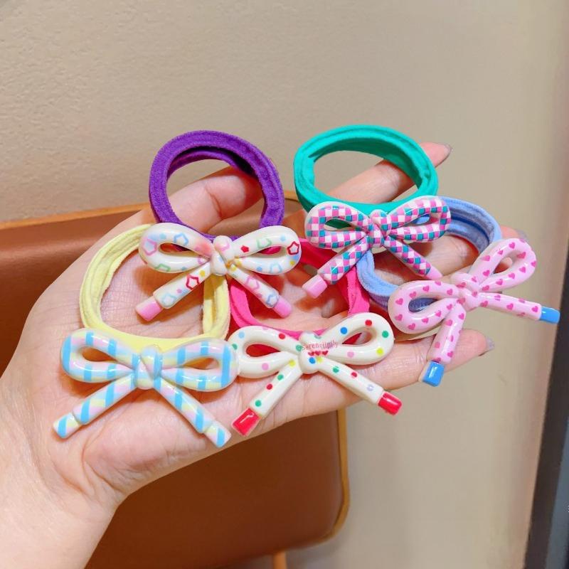 Sweet Bowknot Hairbands Candy Color Polka Dot Bow Ponytail Holder Elastic Rubber Bands Girls Fashion Versatile Hair Ties