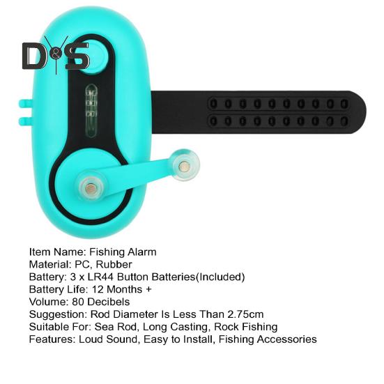 Elektronischer Angelbissalarm, Summerlicht, verstellbarer Gurt, 80 dB, Nachtalarm für Angelruten, lichtempfindliche elektronische Bissanzeiger, Schlagsensorlampe