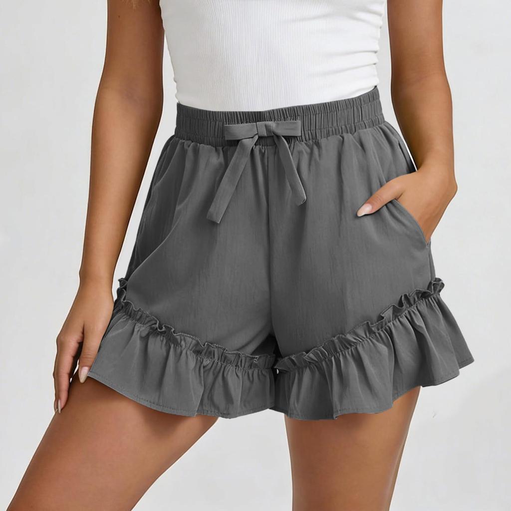 Women's Color Cotton And Linen Casual Waist Shorts With Pockets And Shorts