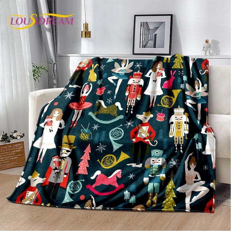 Christmas Tree New Year Nutcracker Cartoon Fairy Tales Blanket,Soft Throw Blanket for Home Bedroom Bed Sofa Cover Child Gift