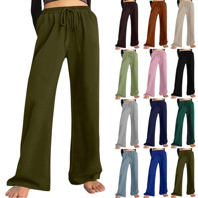 Women's Drawstring Versatile Solid Color Wide Leg Pants Wide Leg Pants Casual Pants