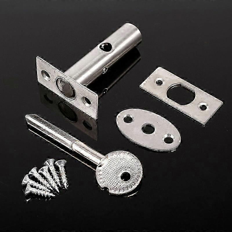 26-27 2 Set Door Hardware Security Door Bolts Dead Latch Lock Invisible Stainless Steel Lock With Fitting & Star Key Covers