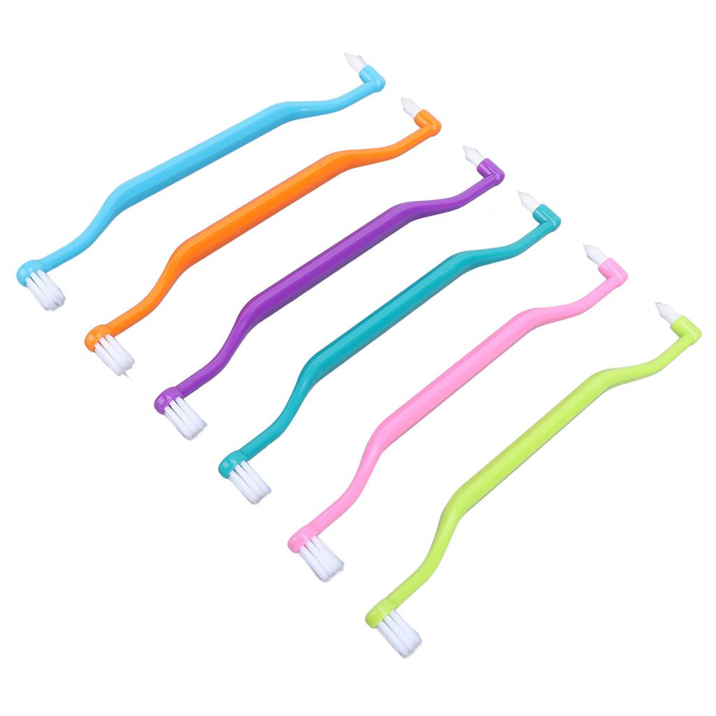 12Pcs Double Sided Cat Toothbrush Efficient Curved Handle Elastic Bristles Cat Teeth Cleaning Brush for Kitten Small Pet