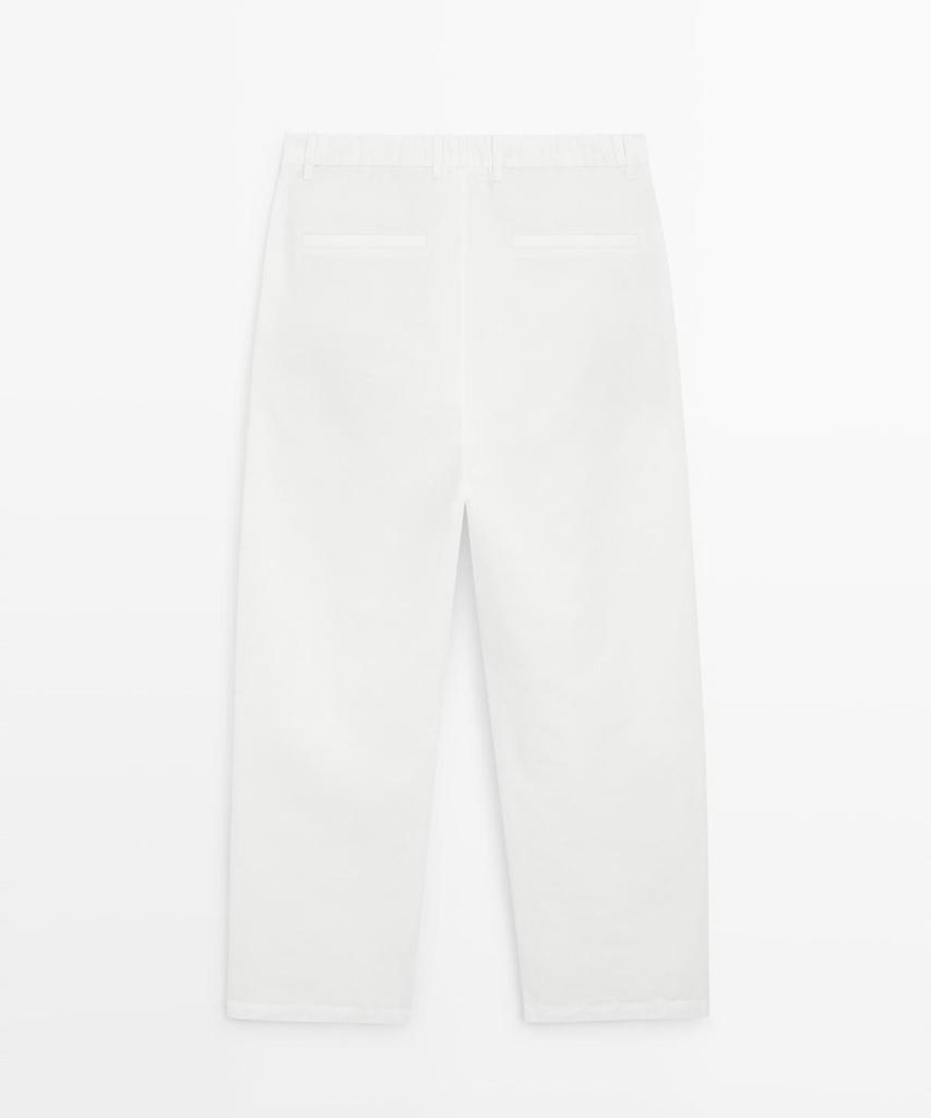 Masimodutti Cotton Linen Poplin Barrel Fit Pants