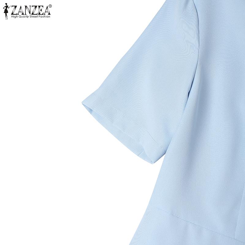 ZANZEA Rochie lejeră cu mânecă scurtă, cu guler răsturnat