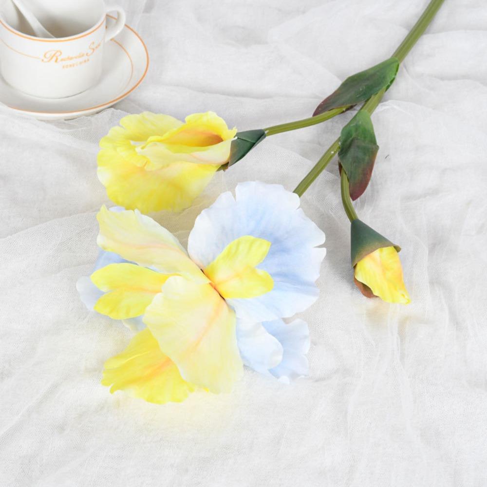 

Real Touch Artificial Iris Flowers Handmade Fake Flower Faux Silk Iris Branch Outdoor Garden Decor жёлтый
