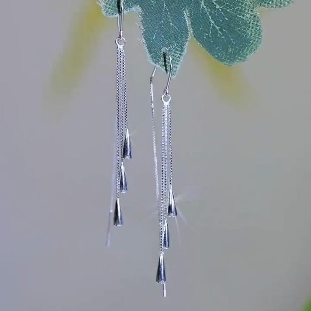 Silver Color Long Water Drop Tassel Earrings For Women Personalized Fashionable Daily Accessories Party Jewelry Birthday Gifts