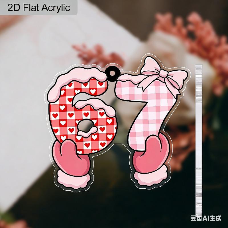 2D Flat 67 Number Acrylic Couple Symbol Decoration Sign, Valentine's Day Gift, Suitable for Wall Decoration, Porch, Room, Villa, Accents Home, Hallway