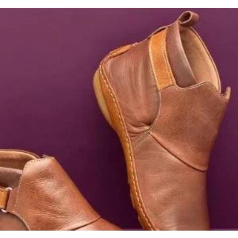 New Women's Shoes Short Boots Cowboy Flats Heel Casual Fashion Elegant Comfortable Size 43 Luxury Vintage Low Boot Zapatos Mujer