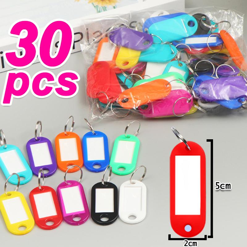 10-100pcs/lot Tough Plastic Key Tags with Split Ring Label Window for DIY Key Chain Kit Numbered Name Baggage Luggage Tags