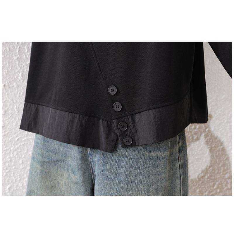 DIMANAF 2025 Plus Size Women Hoodies Shirts Black Autumn T-shirt Long Sleeve Loose Casual Tops Tees