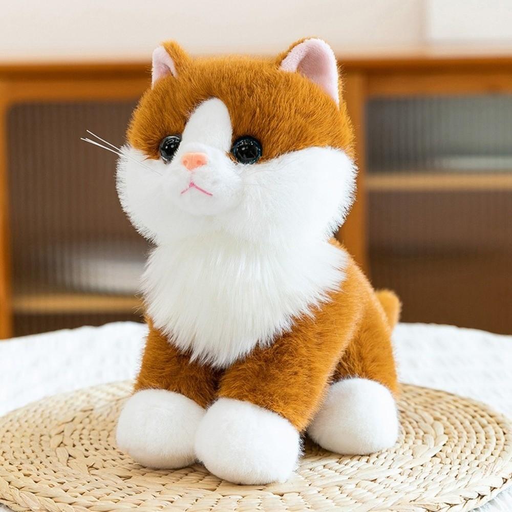 Cotton Realistic Stuffed Cat Doll Meow Sound Effect Simulated Cat Plushie  Home Decoration