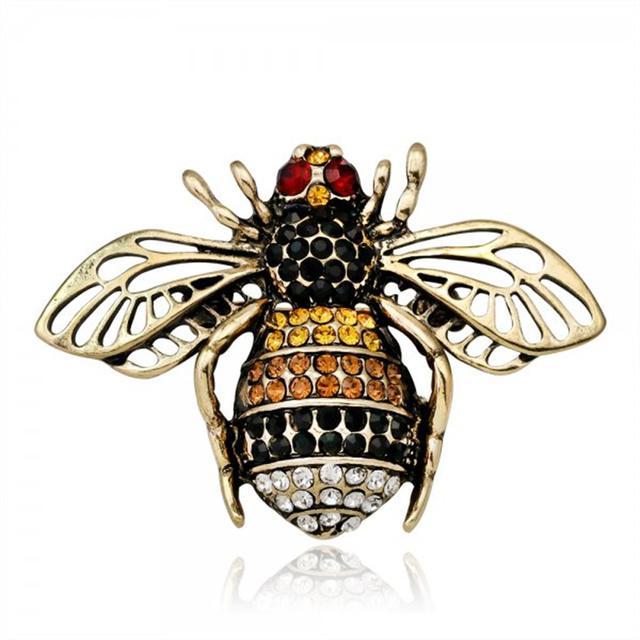 Voguish Stylish Enamel Insect Series Brooches Women Men Delicate Little Bee Pin Brooch Crystal Stone Rhinestone Brooches Pin Jewelry Souvenir
