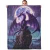 Purple Dragon Pattern Blanket Warm Flannel Blanket For Travel Camping Outdoor Picnic Blanket