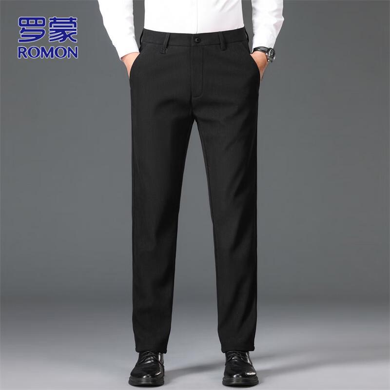 ROMON Men's Business Casual Straight-Leg Suit Pants