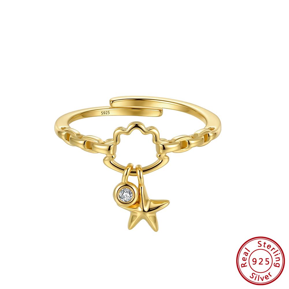 

Effie Queen 925 Sterling Silver Star Rings Adjustable Fine Jewelry Light Luxury Zircon Star Pendant Ring Accessories Gift APR47