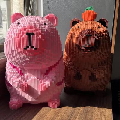 Juguete de Bloques de Construcción Gigante de Capibara Rosa de 32 cm Modelo 3D Adorno de Escritorio Regalo de Cumpleaños para Niña
