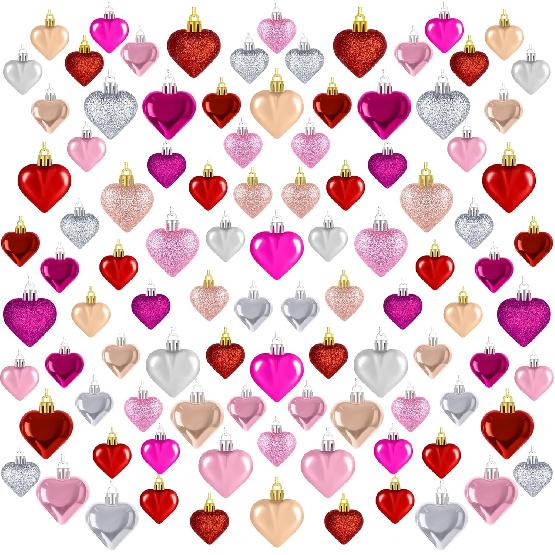 100 шт. Валентин День Сердечки Украшения Романтические Разные Стиля Сердечки Подвески Красочные Романтические Глянцевые Сердечки Декор на День Святого Валентина для