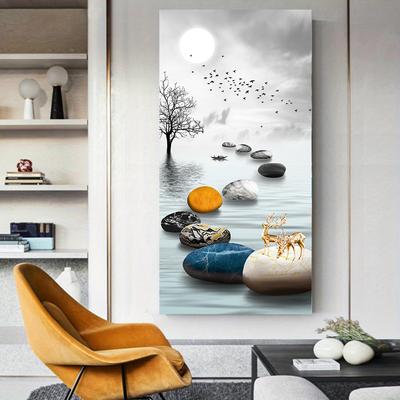 Nordisch Abstraktes Blatt Goldener Hirsch Poster Drucke Leinwand Malerei Wandkunst für Wohnzimmer Heimdekor