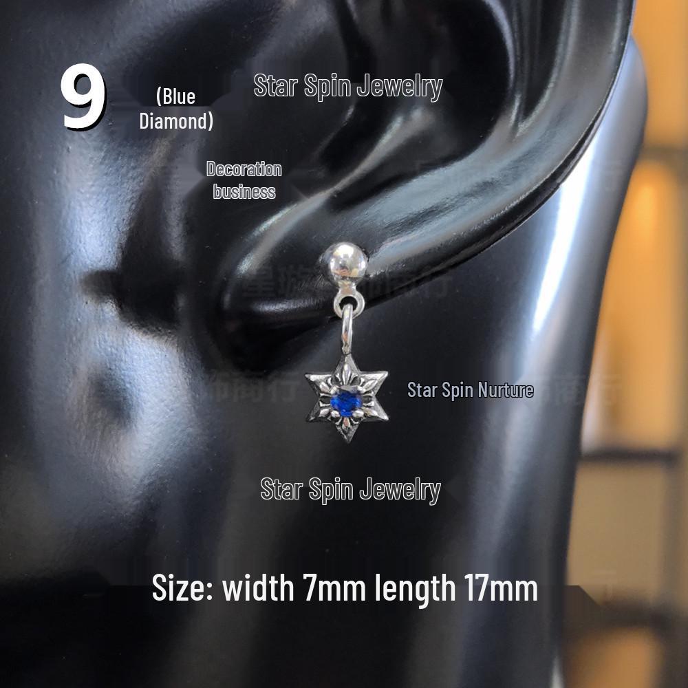 Cercei atârnători New Cross G-Dragon cu diamante colorate pentru bărbați și femei, Cupru alb, Argint thailandez, Ac din argint s925