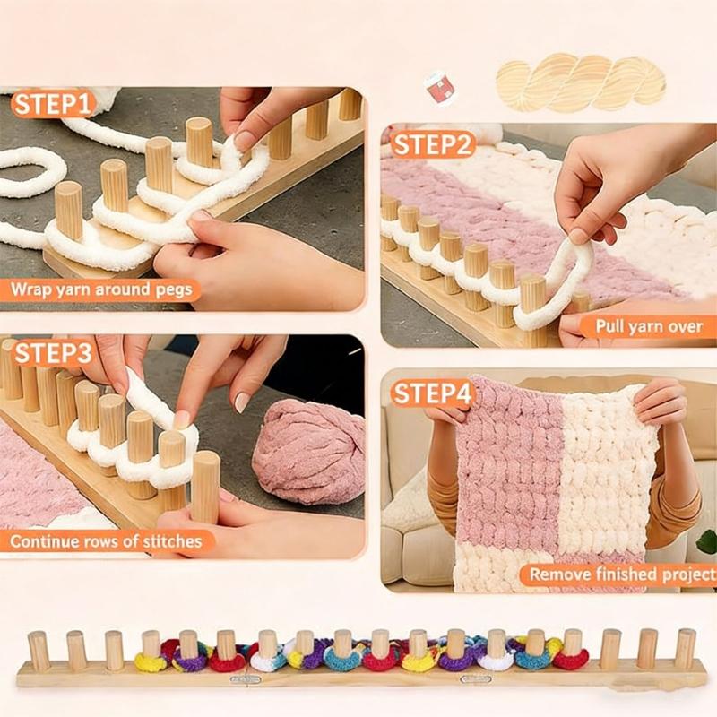 Wood Knitting Machine Knitting For Adult Beginner Weaving Blankets Bedspreads Shawls Sweaters and Yarn Craft Project