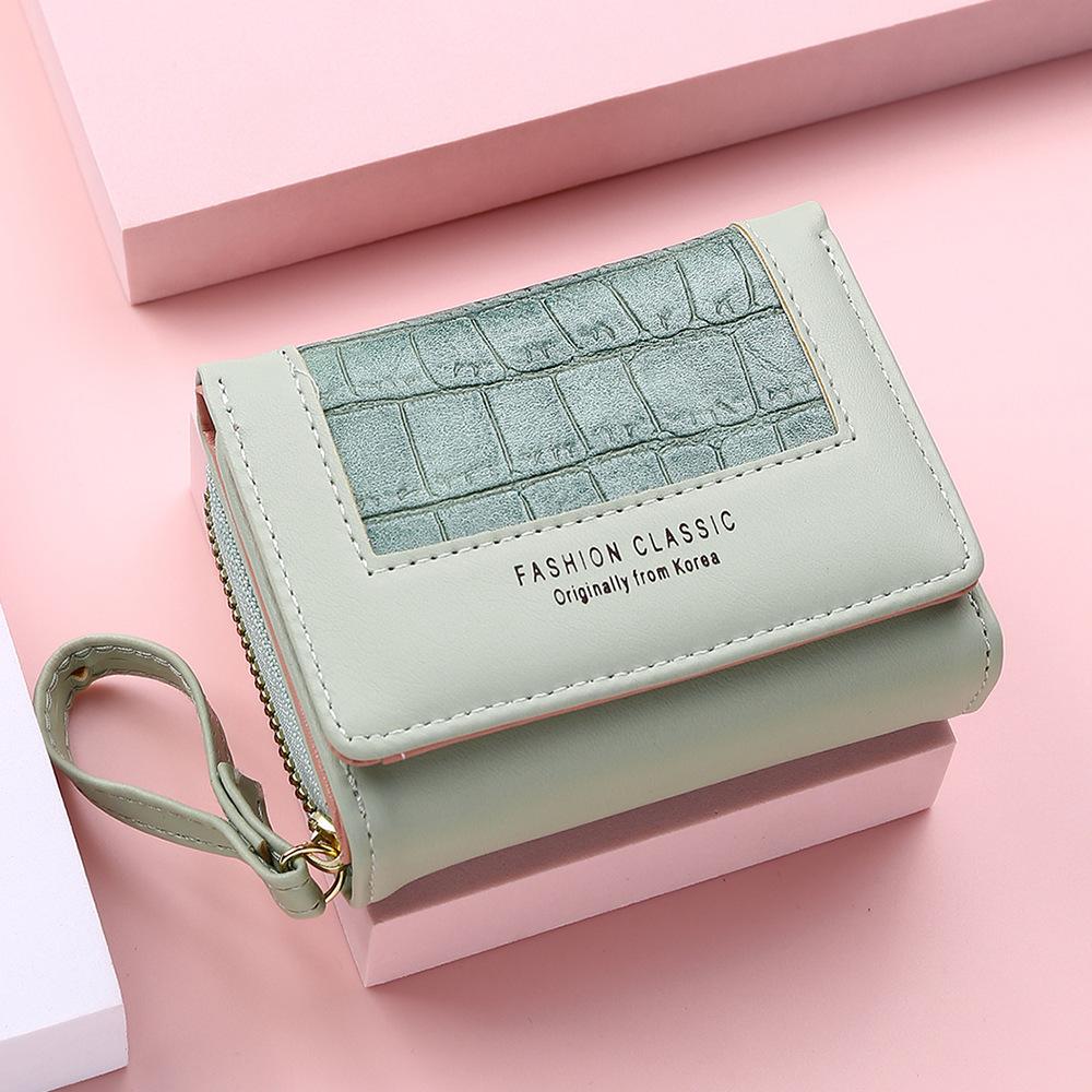 Fashion Square Plaid Women's Short Wallet Large Capacity Multi-card Zipper Bags for Women Trendy Texture 3 Fold Coin Purse