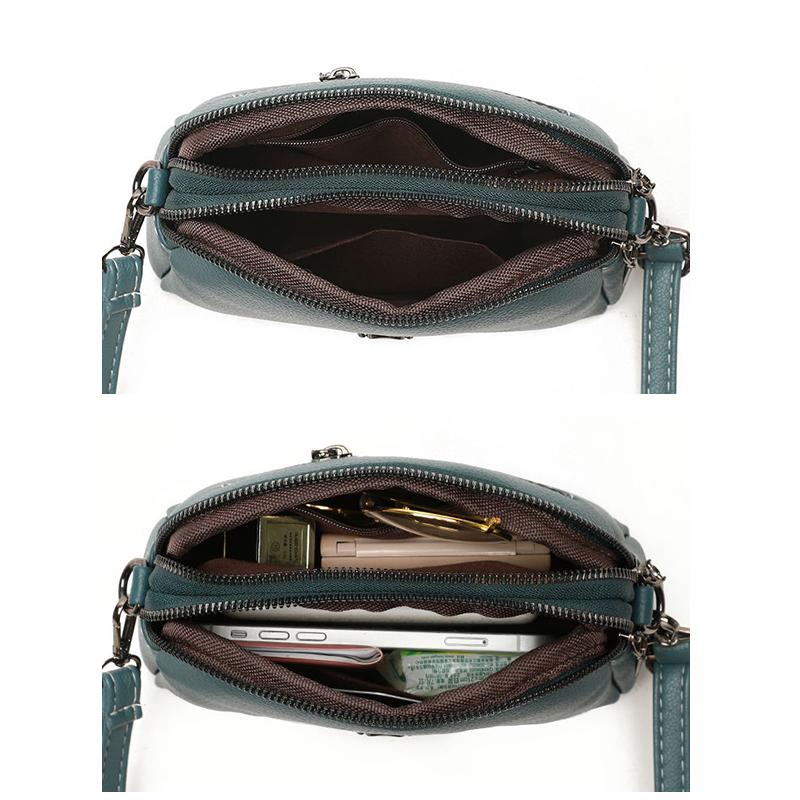 Sac Bandoulièr Pour Téléphone Portable Femmes Cuir Véritable Avec Port Casque Élégant Sac