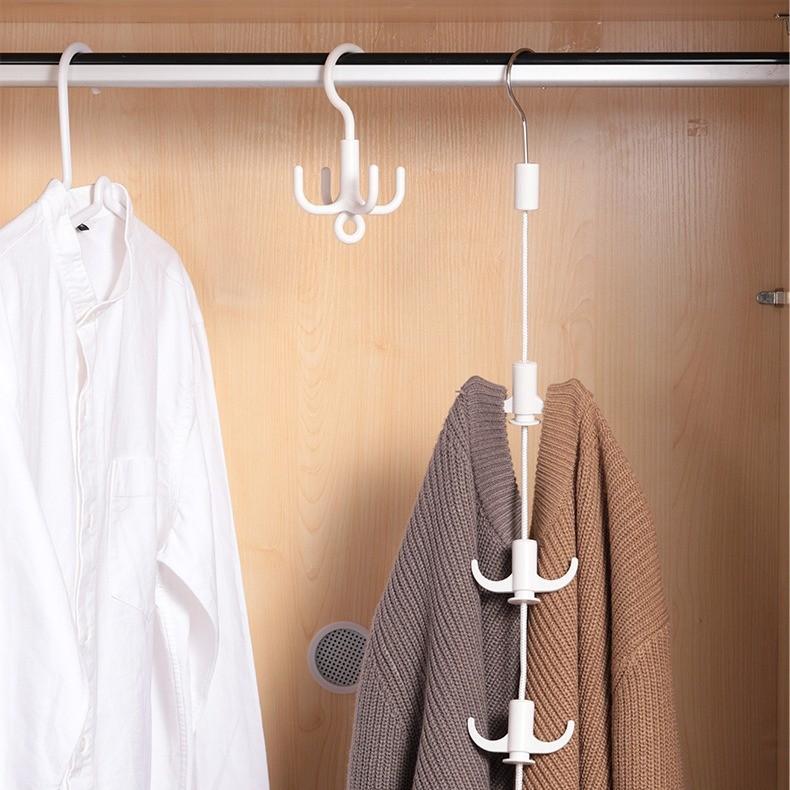 Plastic Multiarm Closet Hook With Rotating Fourclaw Design For Home Organization
