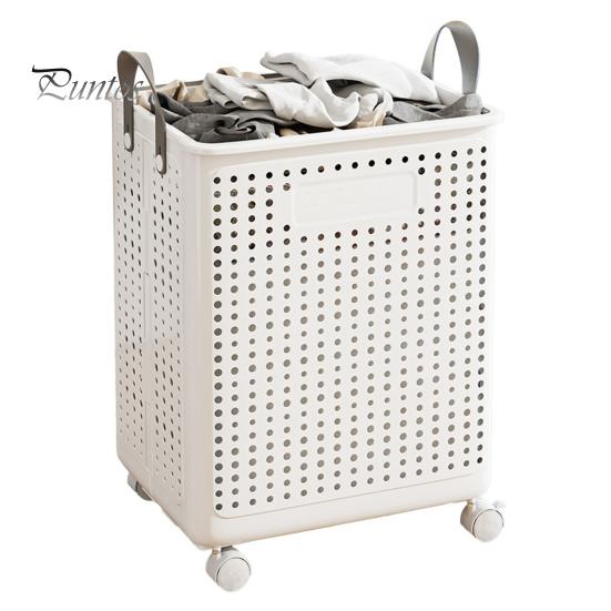 Dirty Clothes Basket Laundry with Wheels Large Capacity Handle Design Waterproof Slim Storage Box Hamper Breathable Mesh Holes Solution